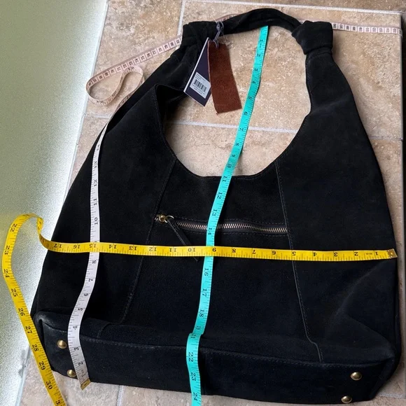 Marietta Knot Hobo 2.0 Bag American Leather Co. Black Suede Leather Corner Scuff - Picture 14 of 15
